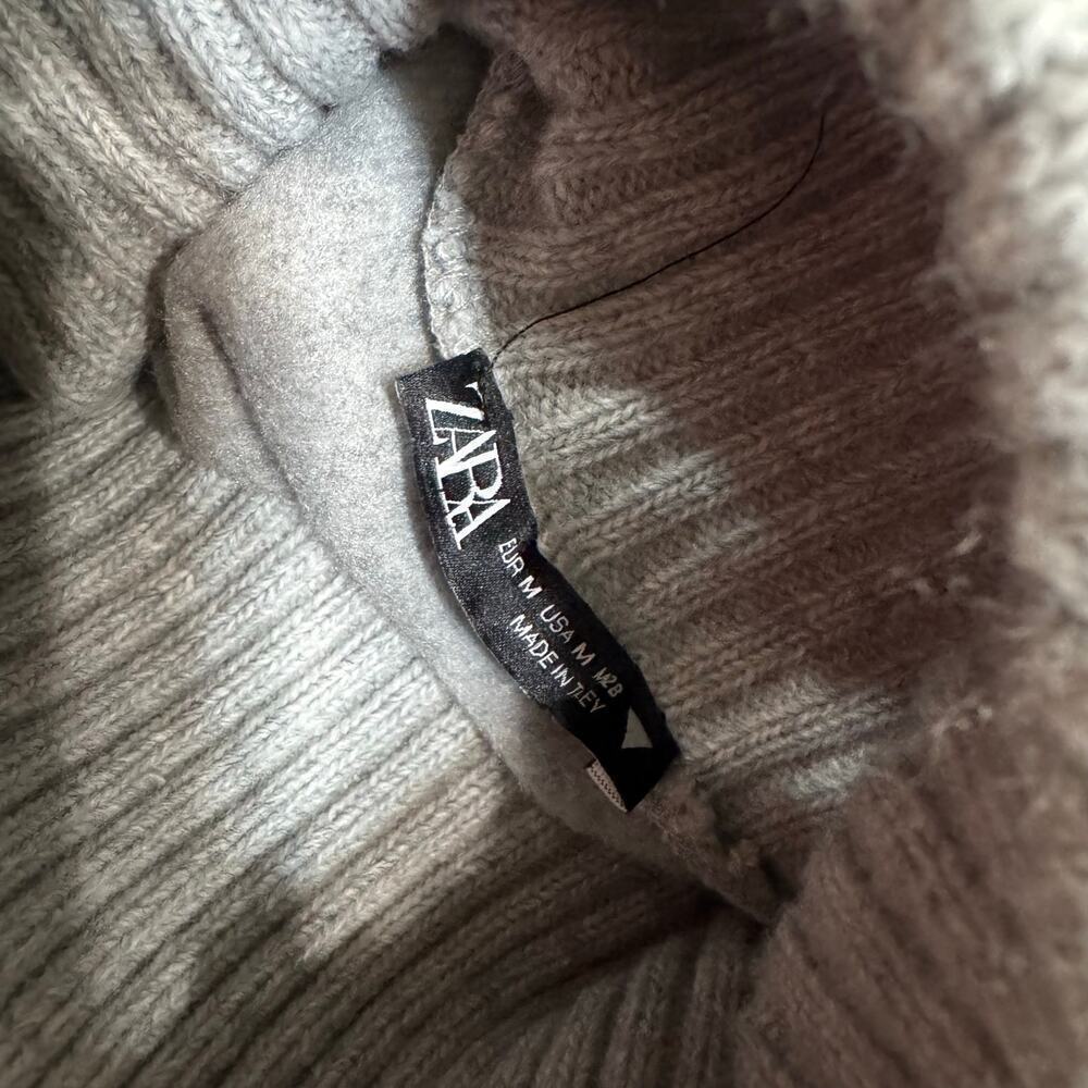 zara grey turtle neck elastic waist sweater medium‎ - Picture 5 of 7